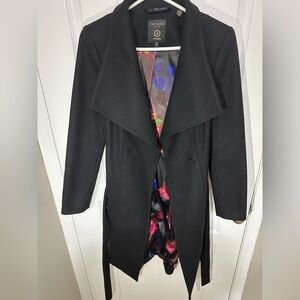 Ted Baker Black Trench Coat with Vibrant Lining